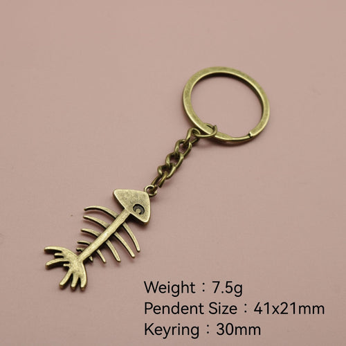 Metal Simple Fishbone Keychain Bag Charm Gift