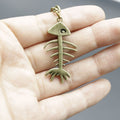 Metal Simple Fishbone Keychain Bag Charm Gift view 3