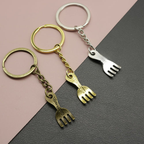 Zinc Alloy Minimalist Fork Keychain Bag Charm Gift