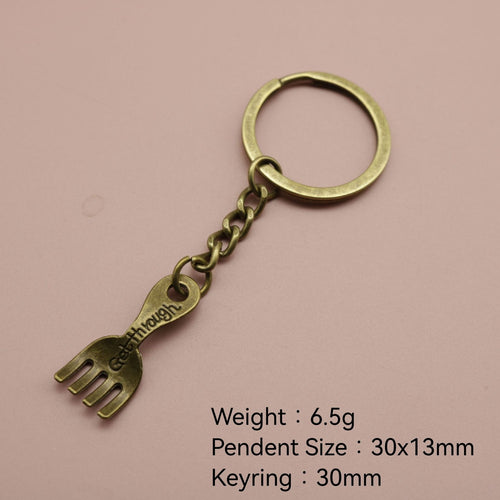 Zinc Alloy Minimalist Fork Keychain Bag Charm Gift