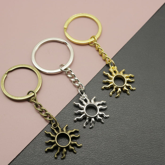 Zinc Alloy Minimalist Sun Keychain Bag Charm Gift