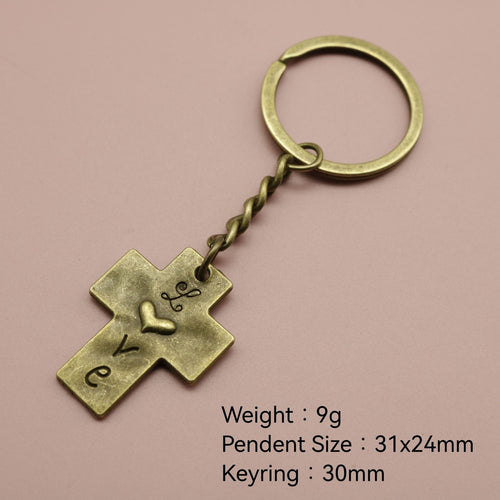 Metal Cross Pendant Keychain Bag Charm