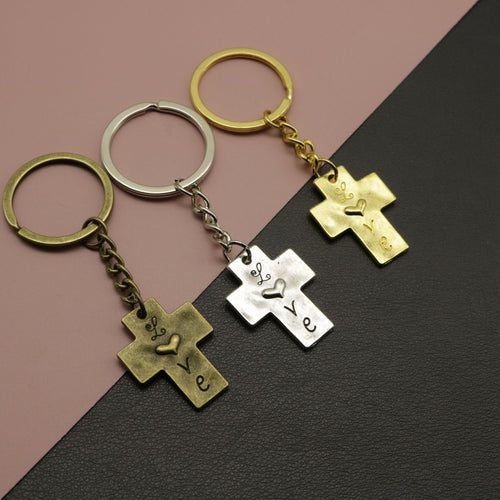 Metal Cross Pendant Keychain Bag Charm