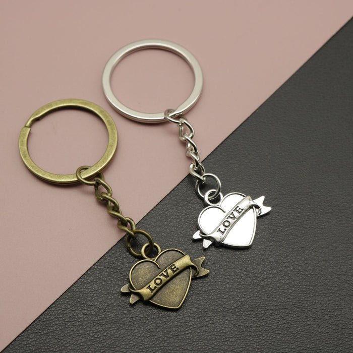 Zinc Alloy Minimalist Heart Keychain Bag Charm Gift – Antique Copper
