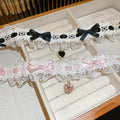 Korean Sweet Fabric Bow Rhinestone Heart Pendant Choker Necklace view 3