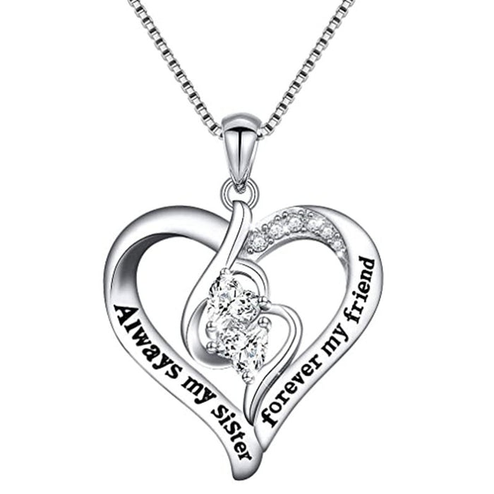 Double Heart Pendant Necklace For Women Elegant Best Friends Cross Border Jewelry