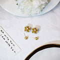 Vintage Matte Gold Alloy Flower Pearl Stud Drop Detachable Two-Way Elegant French Style Earrings view 2
