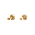 Vintage Matte Gold Alloy Flower Pearl Stud Drop Detachable Two-Way Elegant French Style Earrings view 5