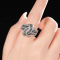 Two Tone Elegant Zircon Inlaid Ring For Women, Sparkling Swing Arm Design Finger Jewelry view 3