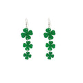 Green Glitter Shamrock Clover Acrylic Drop Dangle Earrings For St Patrick's Day Lucky Flower Earrings view 5