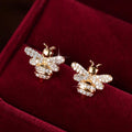 Mini Honey Bee Stud Earrings, Trendy Minimalist Animal Design Lightweight Luxury Cute Ear Jewelry view 1