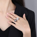 New Inlaid Faux Pearl Flower Starfish Open Adjustable Fashion Ring For Women view 4