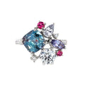 Multicolor Gemstone Inlaid Square Princess Ring, Zircon Faux Diamond Engagement Jewelry view 5
