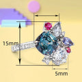 Multicolor Gemstone Inlaid Square Princess Ring, Zircon Faux Diamond Engagement Jewelry view 4