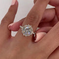 Flower Simulated Diamond Ring, Round Sparkling European Wedding Ring, Classic Light Luxury Jewelry view 3