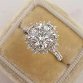 Flower Simulated Diamond Ring, Round Sparkling European Wedding Ring, Classic Light Luxury Jewelry view 1