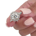 Flower Simulated Diamond Ring, Round Sparkling European Wedding Ring, Classic Light Luxury Jewelry view 5