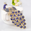 Blue Gold Tone Peacock Crystal Metal Brooch Pin 4.9 x 11.8 cm view 3