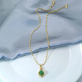 Light Luxury Emerald Green Water Drop Pendant Necklace With Hollow Rhinestone Vintage Style view 4