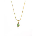Light Luxury Emerald Green Water Drop Pendant Necklace With Hollow Rhinestone Vintage Style view 5