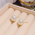 Elegant Korean Oval Faux Pearl Studs With Silver Pin Gentle Versatile Women Earrings view 3