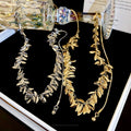 Luxe Alloy Wheat Ear Sequin Tassel Choker Necklace For Women Geometric Minimalist Clavicle Chain view 4