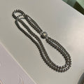 French Vintage Double Layer Geometric Faux Pearl Zircon Beaded Collarbone Necklace view 2