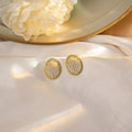 Vintage Geometric Oval Pearl Studs With Alloy Rhinestone Trim Elegant Light Luxury Women's Earrings view 4