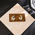 Elegant Korean Mini Butterfly Pearl Rhinestone Enamel Studs With Silver Needle Sweet Luxury Earrings view 2