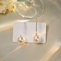 Elegant Gold Alloy Rhinestone Curved Ear Hook Threader Long Tassel Pearl And Red Bead Drop Earrings view 2