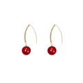 Elegant Gold Alloy Rhinestone Curved Ear Hook Threader Long Tassel Pearl And Red Bead Drop Earrings view 5