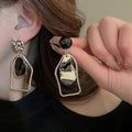 Copper Geometric Asymmetric Drop Earrings With Silver Pins, Irregular European Style Jewelry view 1