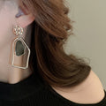 Copper Geometric Asymmetric Drop Earrings With Silver Pins, Irregular European Style Jewelry view 3