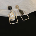 Copper Geometric Asymmetric Drop Earrings With Silver Pins, Irregular European Style Jewelry view 4