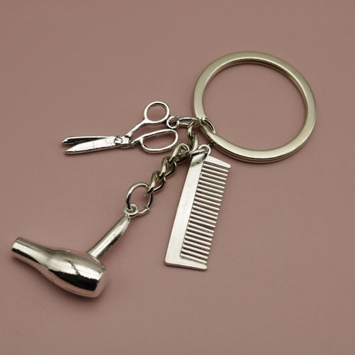 Metal Hair Salon Tools Keychain Bag Charm Gift