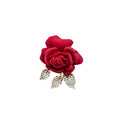 Elegant Red Rose Flower Brooch For Women, Rhinestone Camellia Suit Clothing Accessory Pin view 5