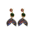 Alloy Goldfish Mermaid Tail Rhinestone Stud Earrings Chic Vintage Statement Jewelry view 5
