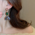 Alloy Goldfish Mermaid Tail Rhinestone Stud Earrings Chic Vintage Statement Jewelry view 4