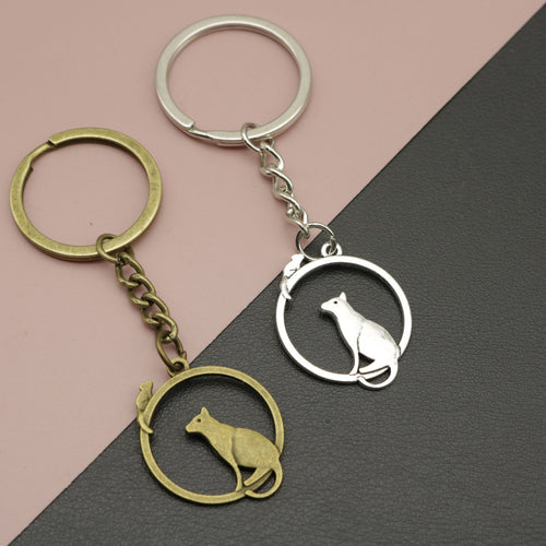 Metal Minimal Cat And Mouse Keychain Bag Charm Gift