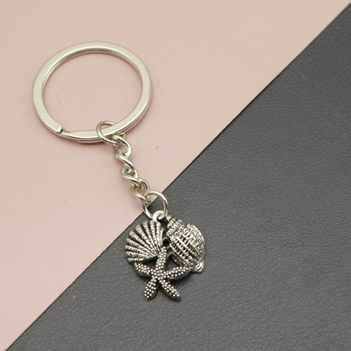 Zinc Alloy Starfish Shell Keychain Beach Bag Charm