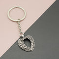 Zinc Alloy Feather Wing Heart Keychain Bag Charm Gift view 1