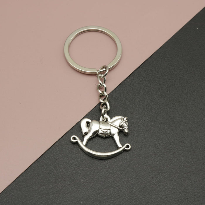 Metal Rocking Horse Keychain Cute Key Ring Gift