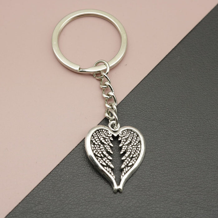 Zinc Alloy Heart Wings Keychain For Romantic Bag Charm