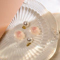 Elegant Pink Camellia Flower Acrylic Pearl Stud Detachable Two-Way Sweet Spring Women's Fashion Earrings view 2
