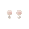 Elegant Pink Camellia Flower Acrylic Pearl Stud Detachable Two-Way Sweet Spring Women's Fashion Earrings view 5