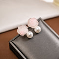 Elegant Pink Camellia Flower Acrylic Pearl Stud Detachable Two-Way Sweet Spring Women's Fashion Earrings view 4