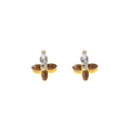 Vintage Hong Kong Style Double Sided Enamel Flower Rhinestone Alloy Luxury Brown Red Ear Cuff Earrings view 5