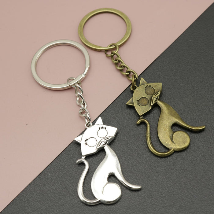 Metal Cute Cat Keychain For Bag Charm Gift