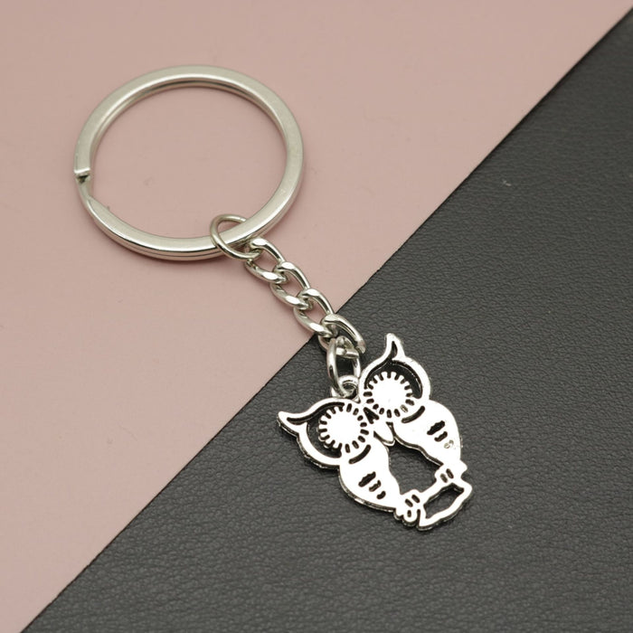 Metal Owl Shape Keychain Bag Charm Gift Accessory