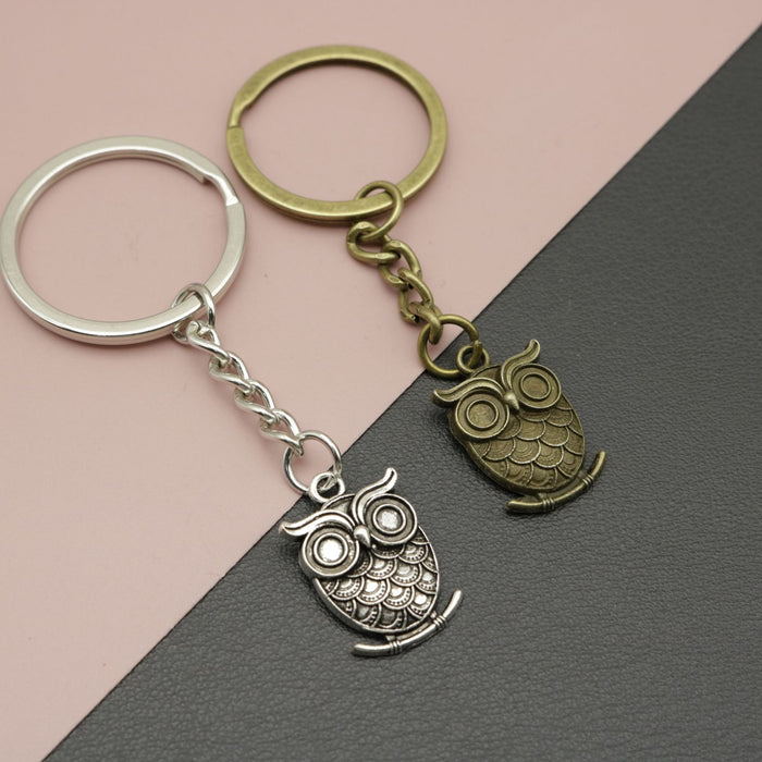 Zinc Alloy Owl Keychain Bag Charm